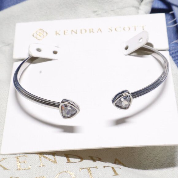 Kendra Scott Arden - Silver Cuff Bracelet White Crystal - Picture 1 of 3